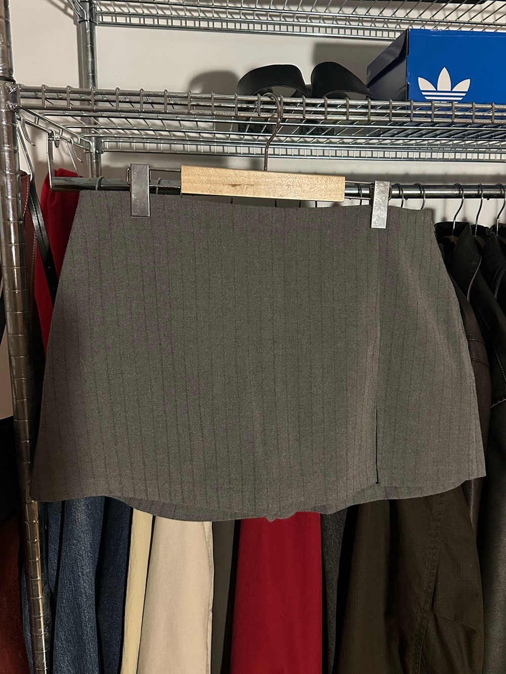 stradivarius Gray Pinstripe Mini Skirt